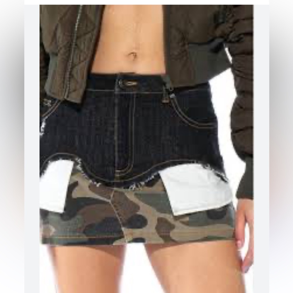 Camouflage Denim Mini Skirt